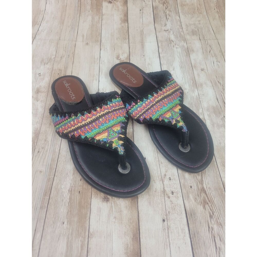 The Sak Mendocino Crochet Flip Flop Sandals Geometric Print Size 6